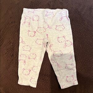 Carter's Light Gray Leggings with Pink Animal Face Print